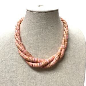 Vintage Pink Twisted Bead 90s Necklace